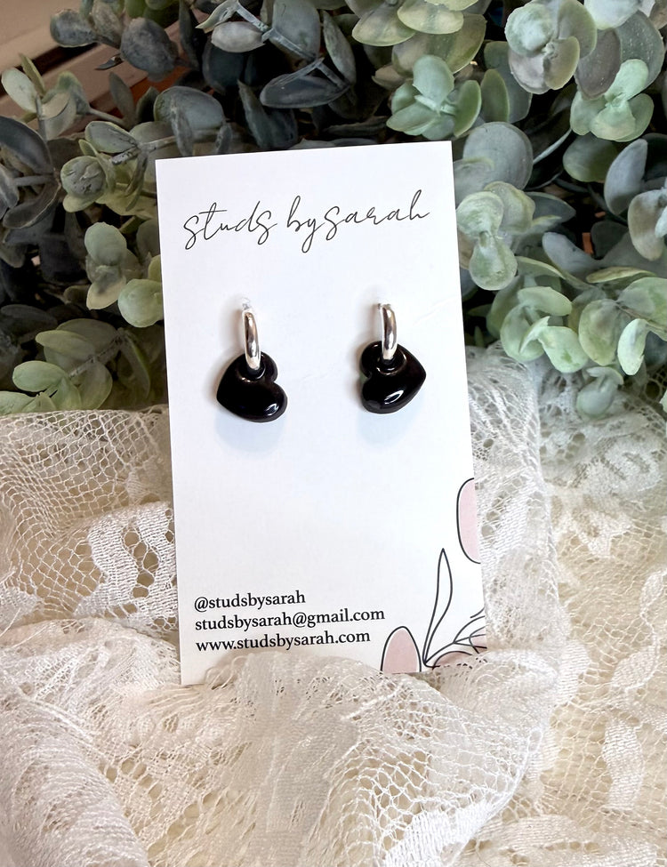 Glossy Clay Heart Hoops (multiple styles)