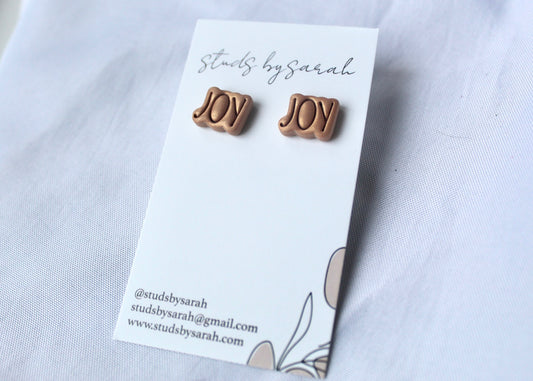 Embossed JOY Studs