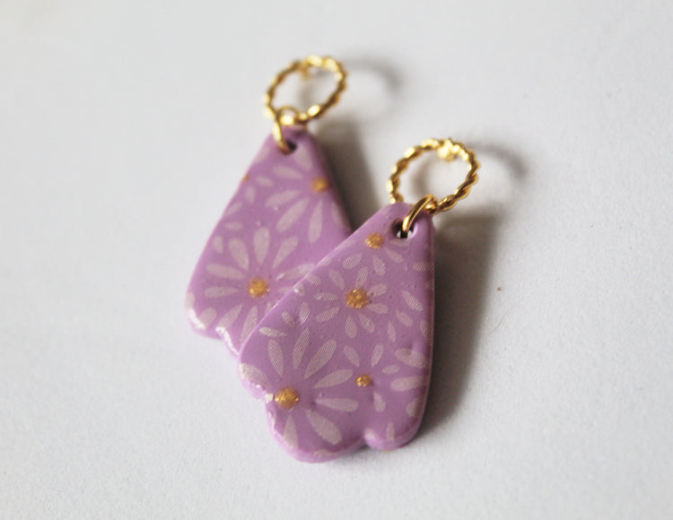 Painted Daisy Clay Dangles