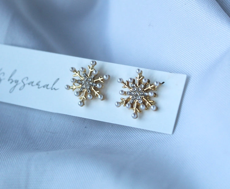 Pearly Snowflake Studs