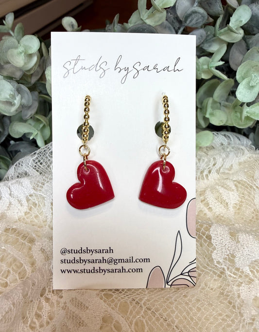 Beaded Hoop Heart Drops