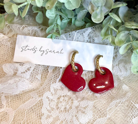 Shimmer Clay Heart Huggies (multiple styles)