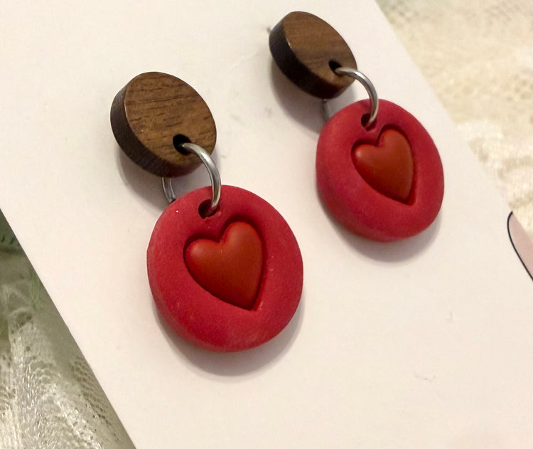 Wood Topped Heart Drops
