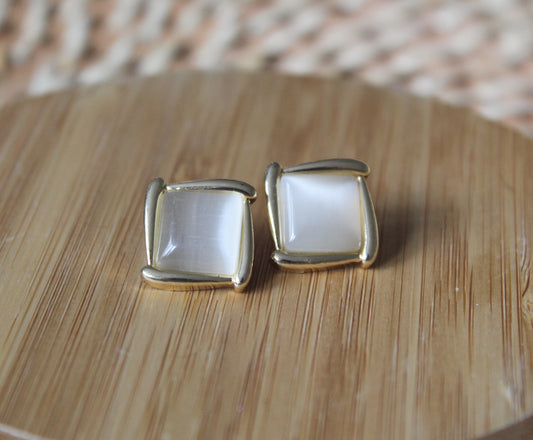 Squared Pearl Studs