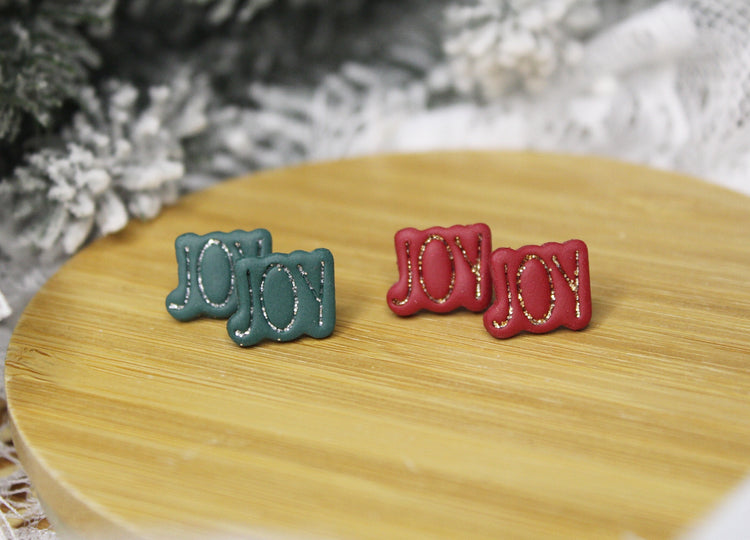 Glitter Embossed JOY Studs