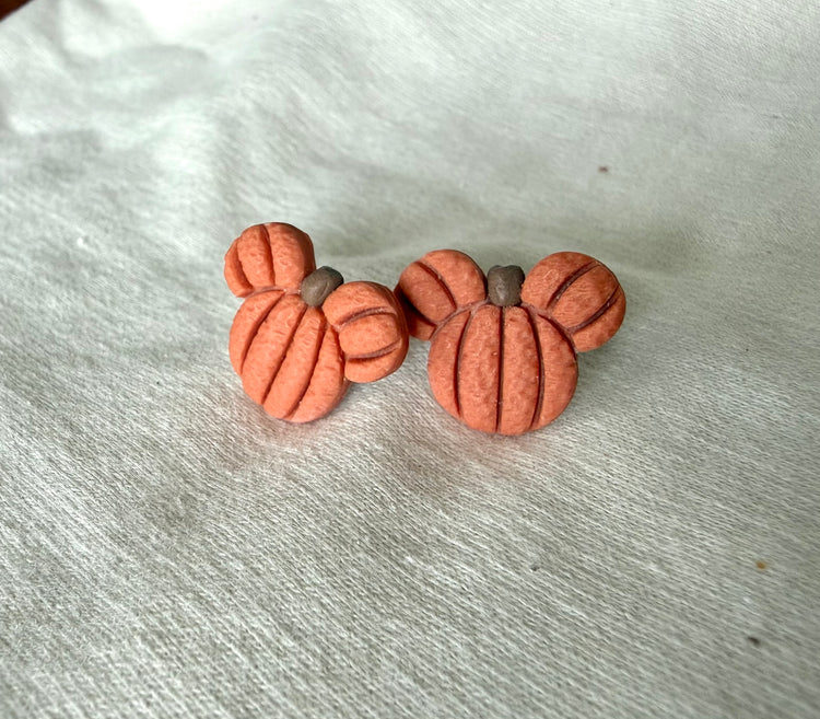 Pumpkin Mouse Earrings (stud or hoop)