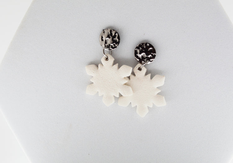 Clay Snowflake Hammered Studs