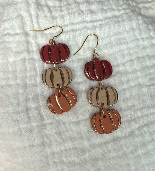 Trio Pumpkins with Gold Accent