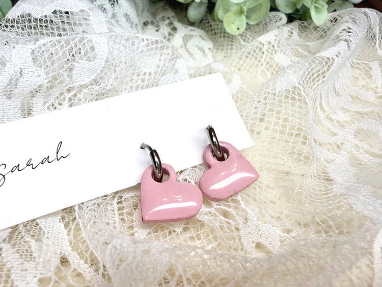 Glossy Clay Heart Hoops (multiple styles)