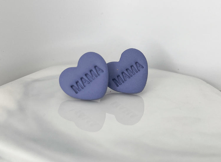 Mothers Day Clay Heart Studs