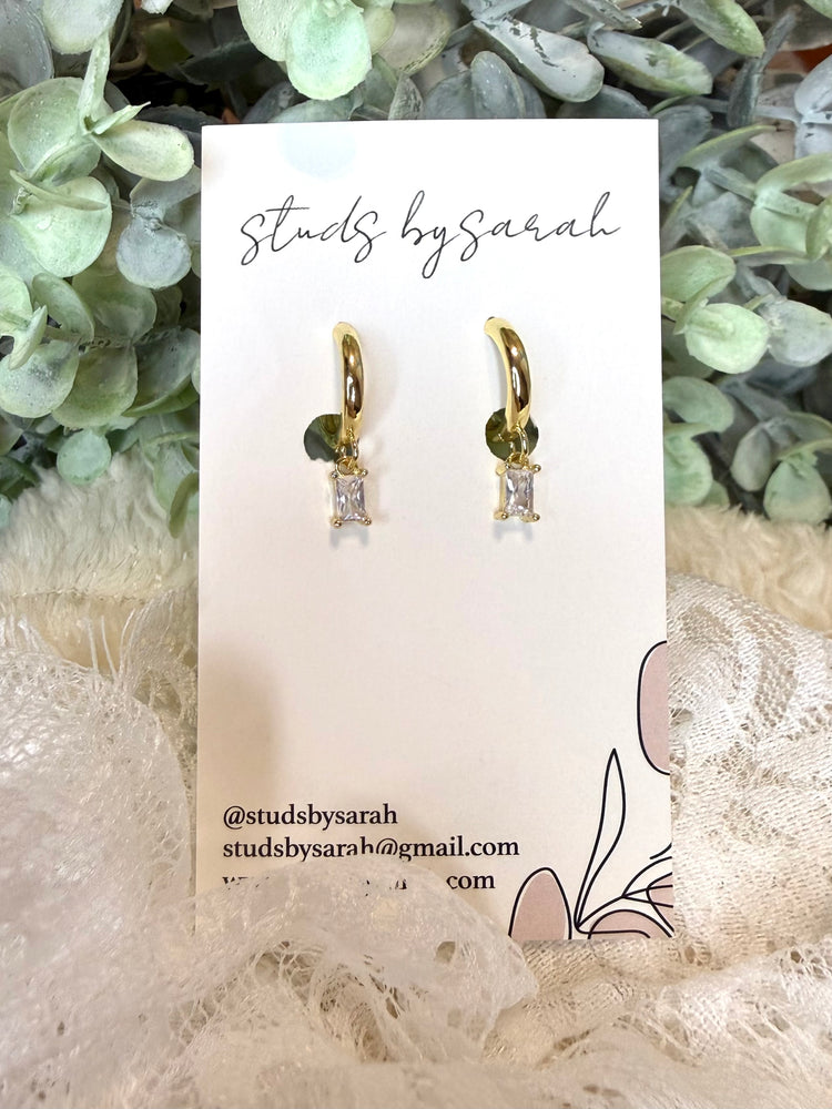 Dainty Crystal Rectangle Huggies