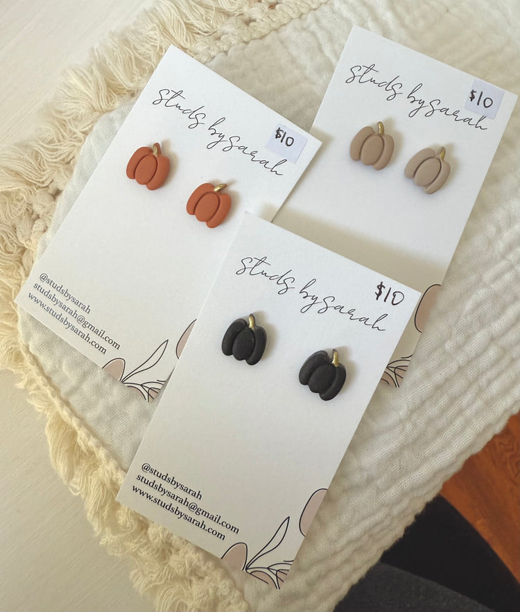 Small Clay Pumpkin Studs