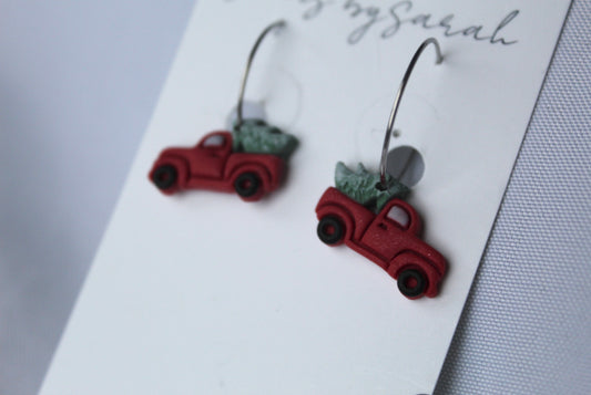 Clay Red Truck with Tree