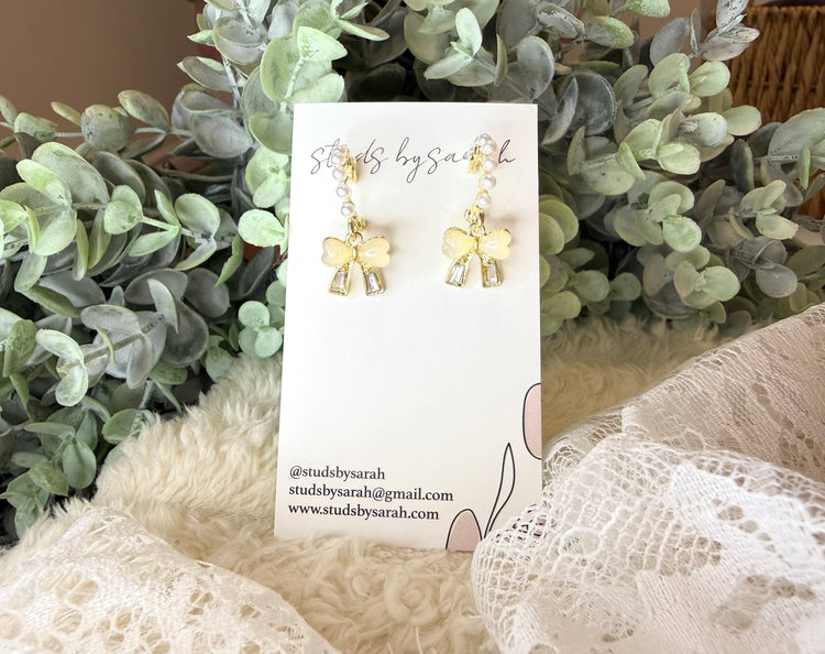 Pearly Bow Hoops