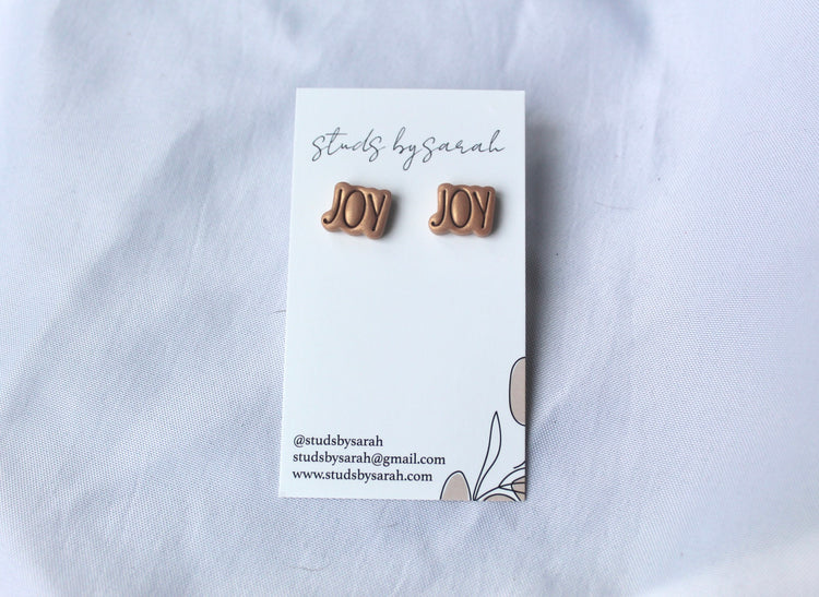 Embossed JOY Studs