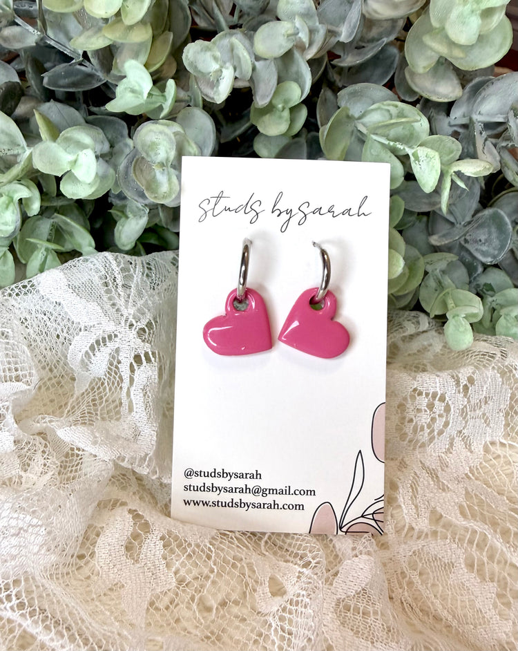 Glossy Clay Heart Hoops (multiple styles)