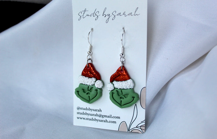 You're A Mean One Clay Earrings