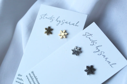 Dainty Metal Snowflake Studs