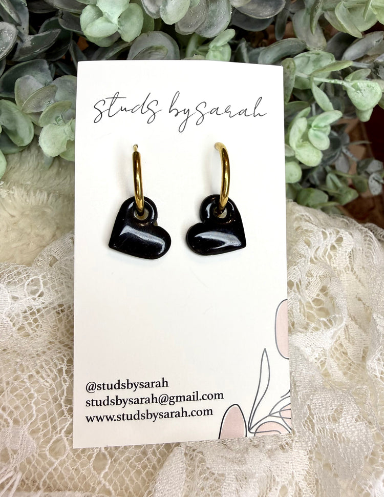 Glossy Clay Heart Hoops (multiple styles)