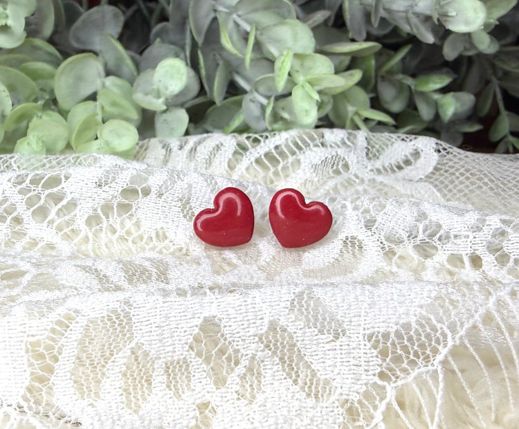 Glossy Clay Heart Studs (multiple styles)