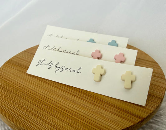 Mini Cross Clay Studs