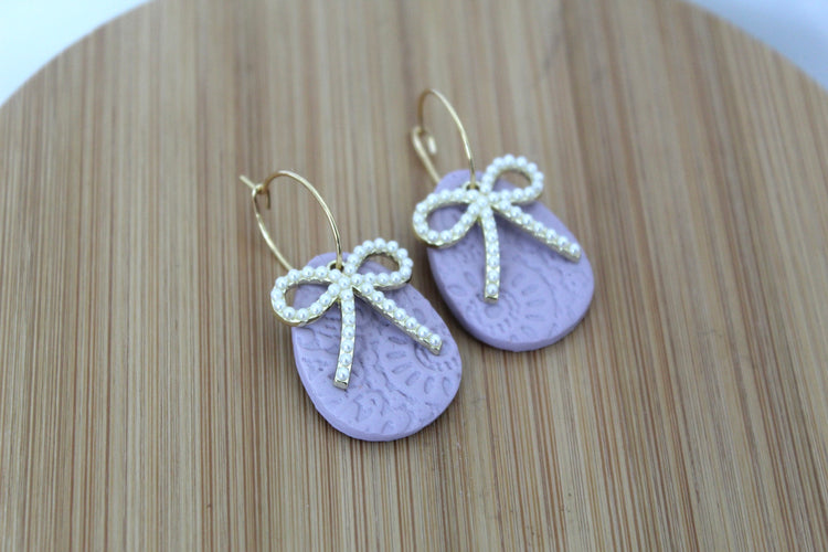 Pearly Bow Egg Dangles