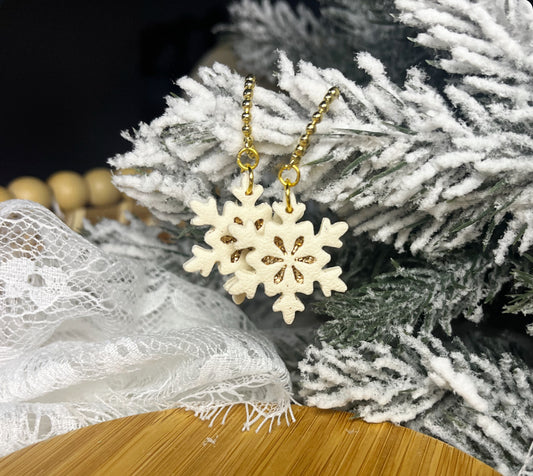 Glitter Snowflake Beaded Hoops