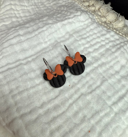 Pumpkin Mouse Earrings with Bows