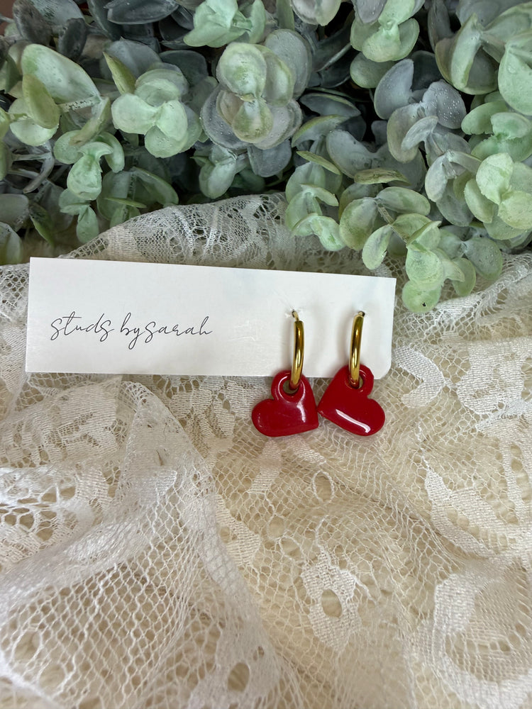 Glossy Clay Heart Hoops (multiple styles)