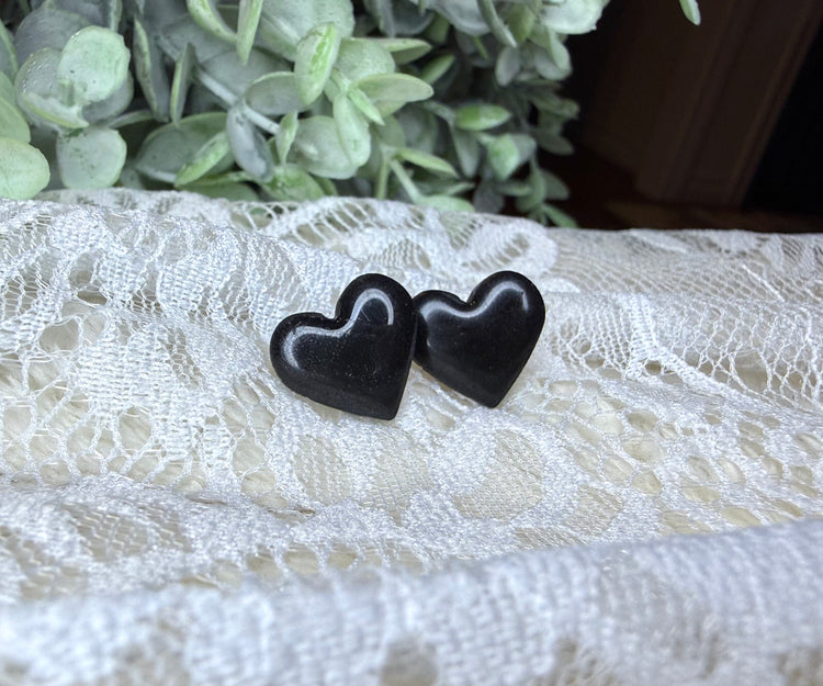 Glossy Clay Heart Studs (multiple styles)