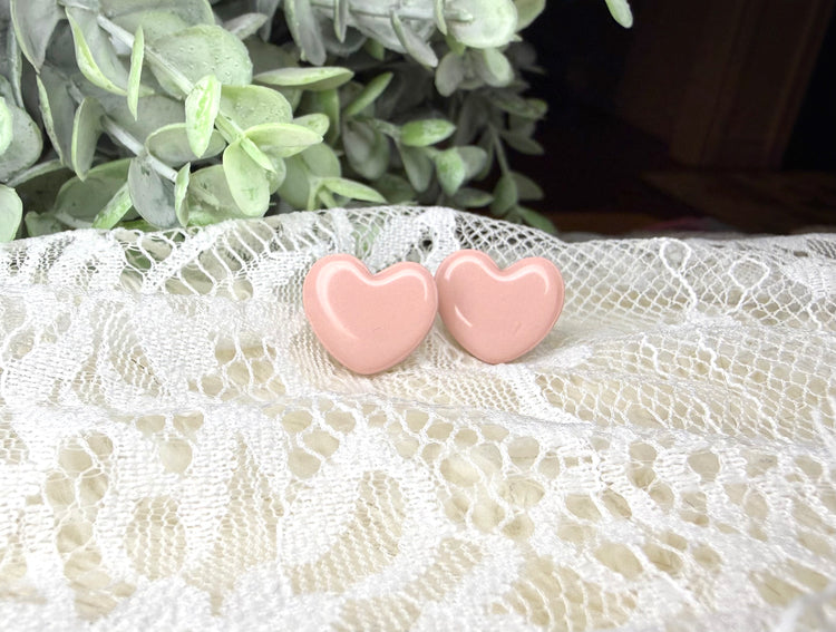 Glossy Clay Heart Studs (multiple styles)