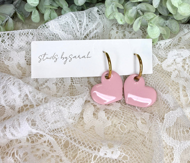 Glossy Clay Heart Hoops (multiple styles)