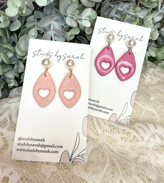 Pearl Drop Hollowed Hearts