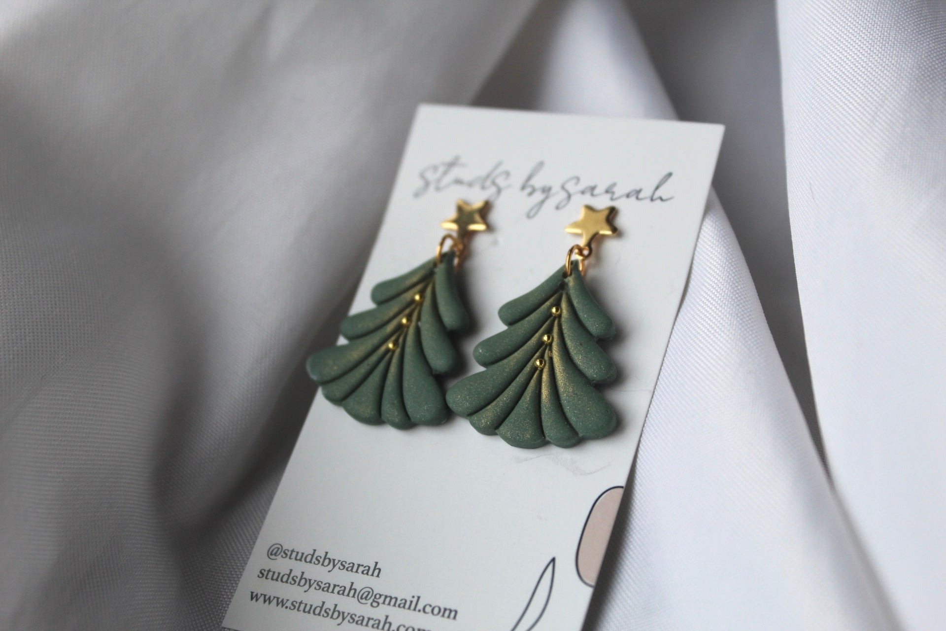 Shimmer Flared Trees – Studs by Sarah