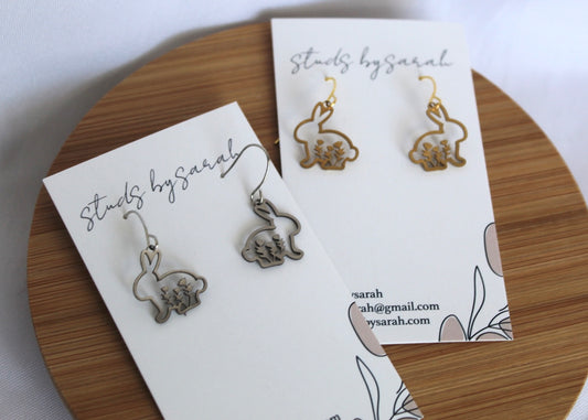 Floral Bunny Silhouette Dangles