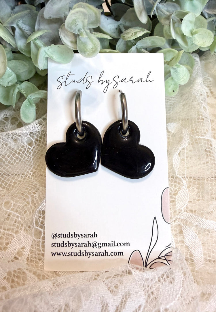 Glossy Clay Heart Hoops (multiple styles)