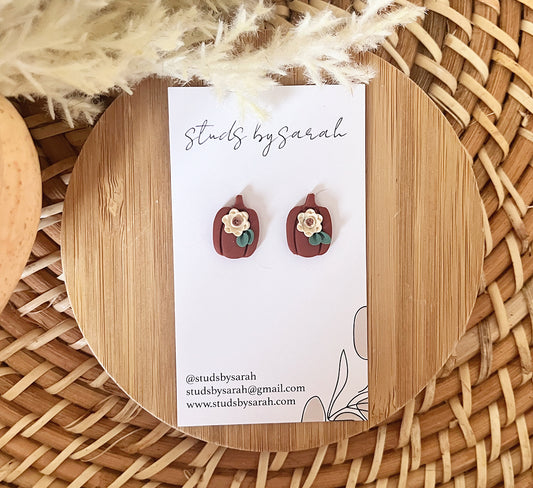 Tall Floral Pumpkin Studs