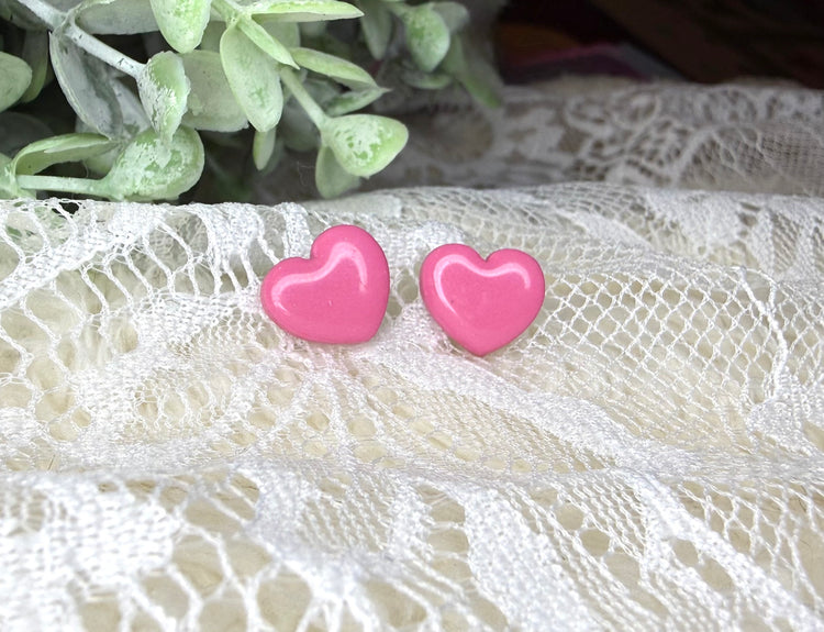 Glossy Clay Heart Studs (multiple styles)