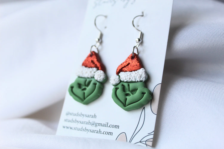 You're A Mean One Clay Earrings