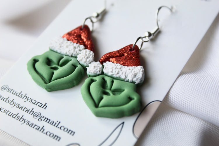 You're A Mean One Clay Earrings