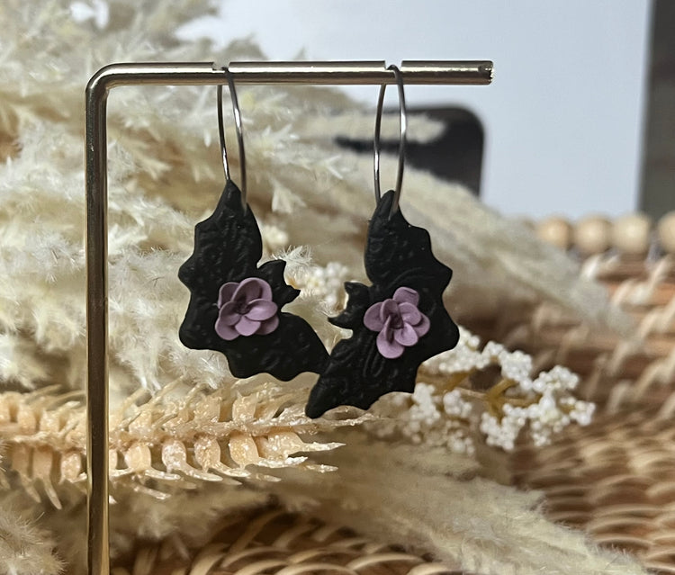 Floral Bat Clay Hoops