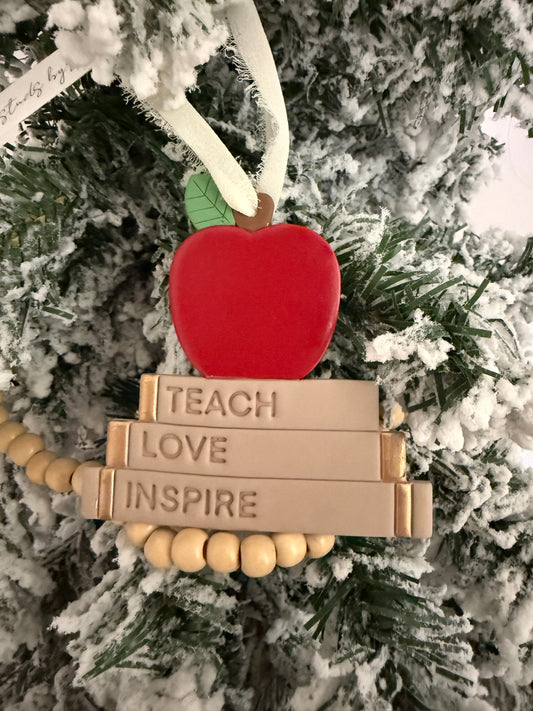 Teacher Ornament Book Stack