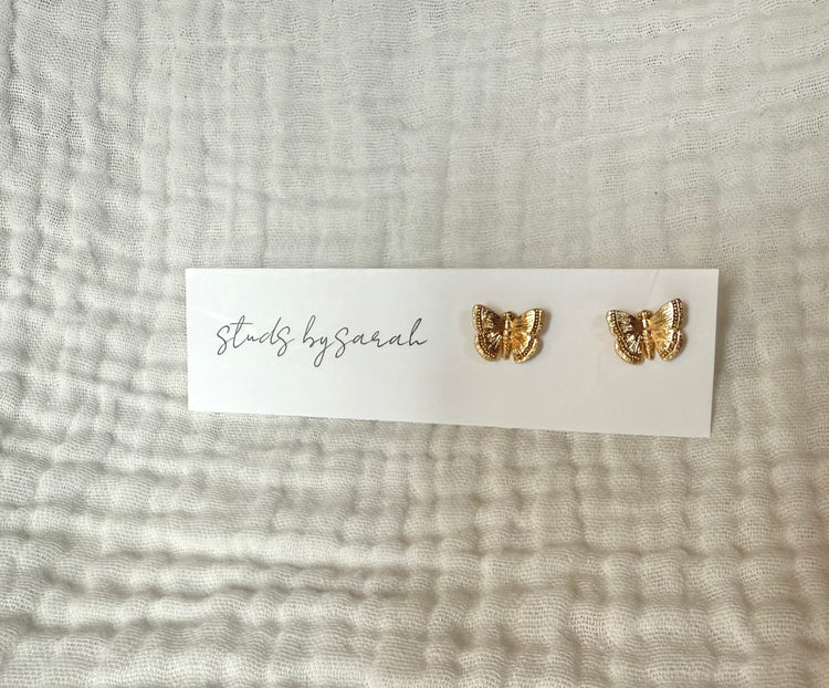 Gold Butterfly Studs