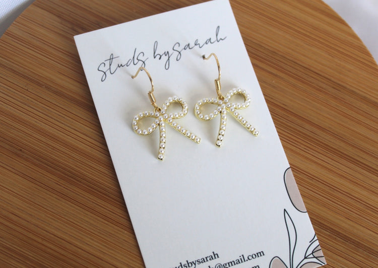 Pearl Bow Dangles