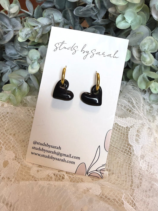 Glossy Clay Heart Hoops (multiple styles)