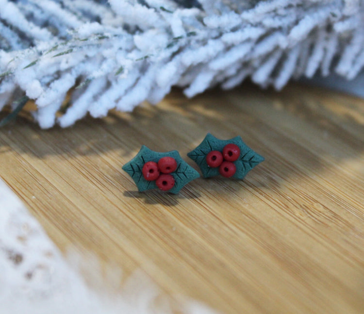 Dainty Holly Studs