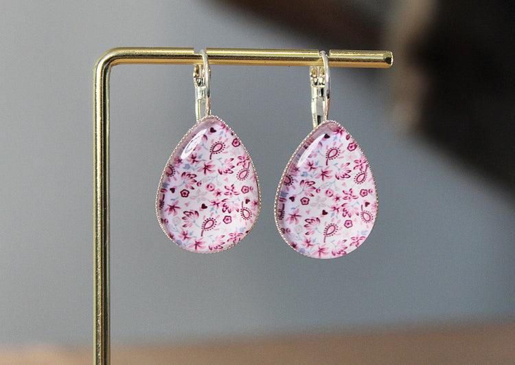 Large Floral Teardrops - Purples