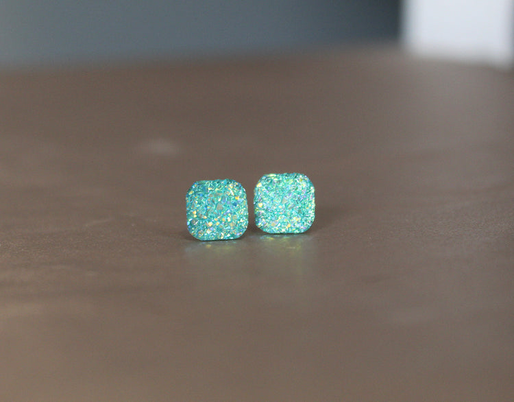 10mm Druzy Aqua Squares