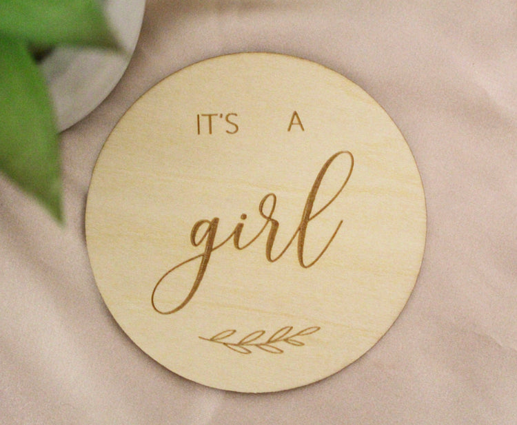 "It's a..." Announcement Wooden Disc