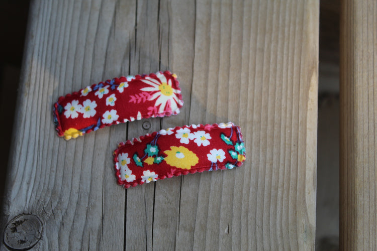 Rectangle Floral Snap Clips